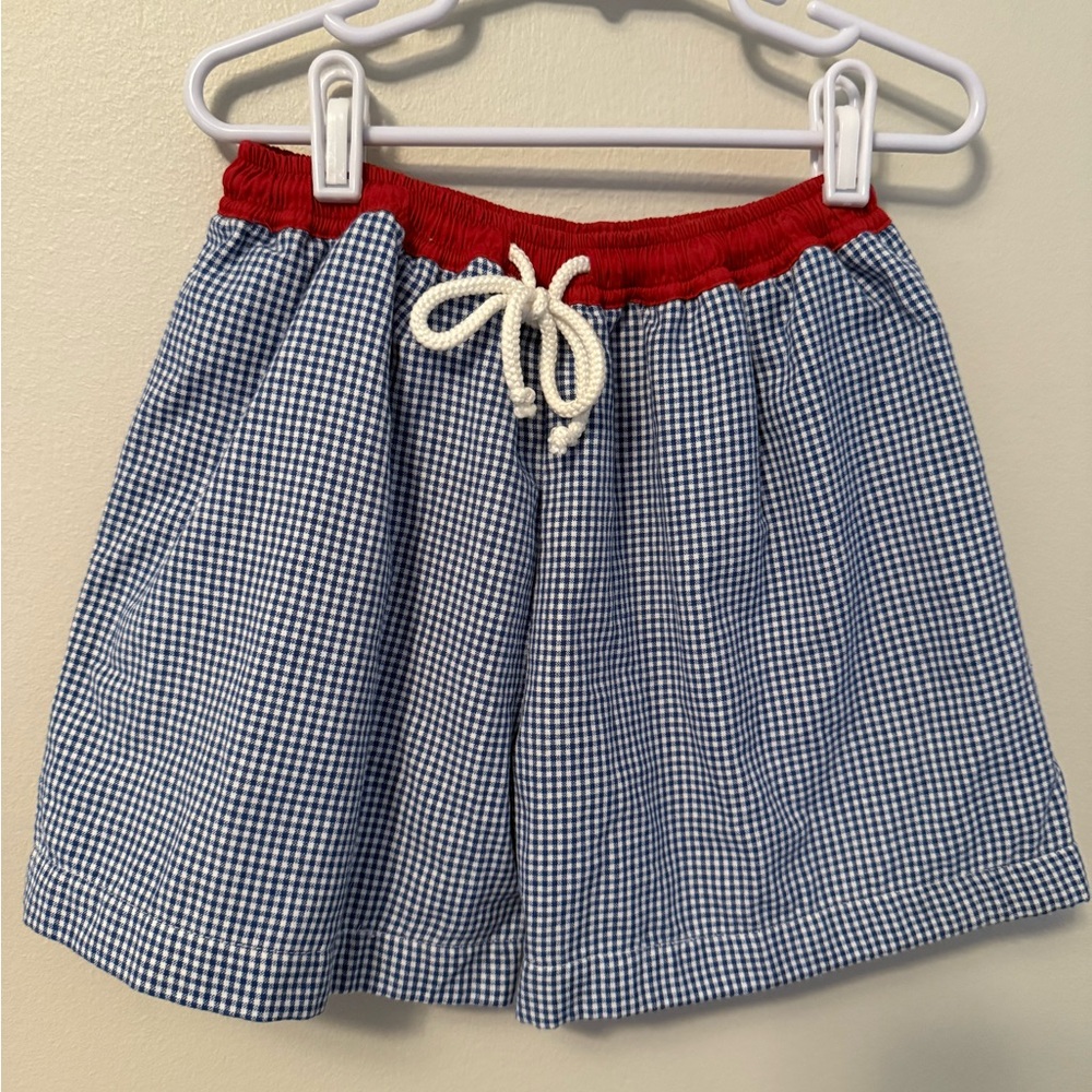 EllieO Red and Blue Gingham Swim Shorts
